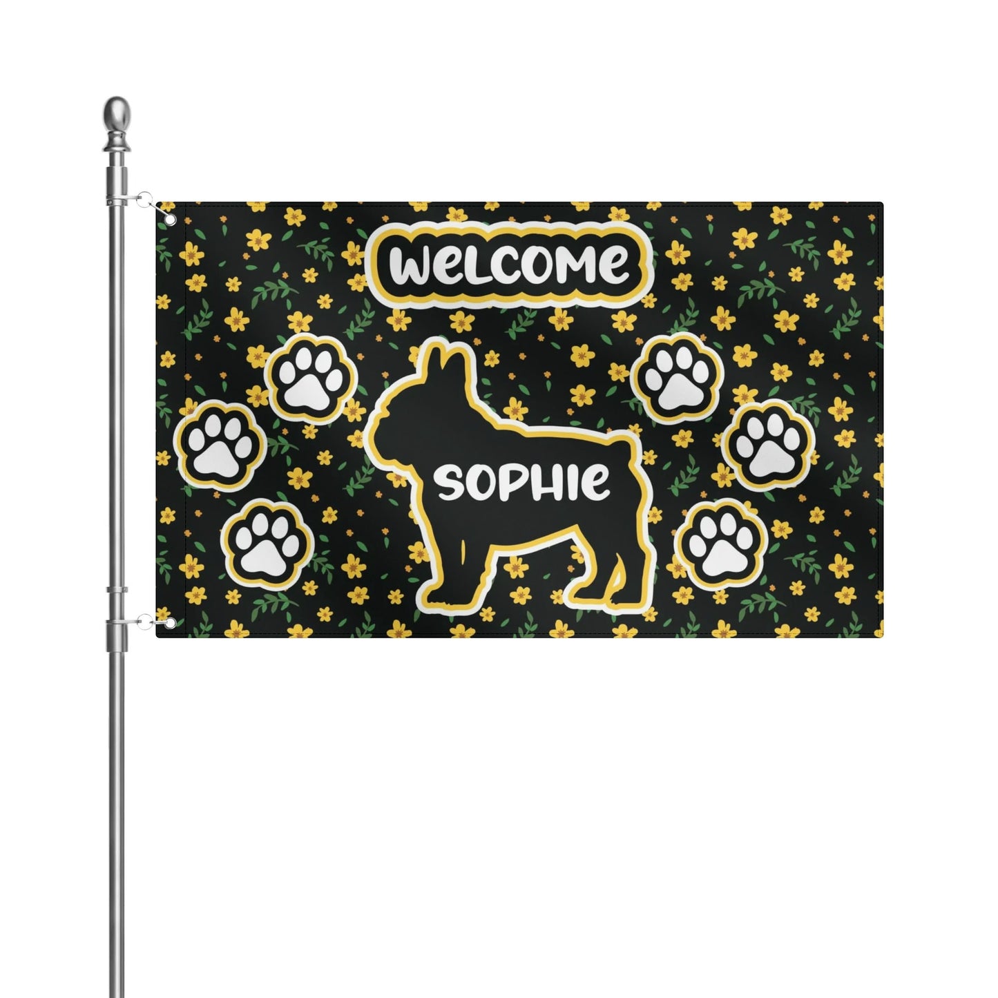 Personalized French Bulldog Garden Flag with frenchie name