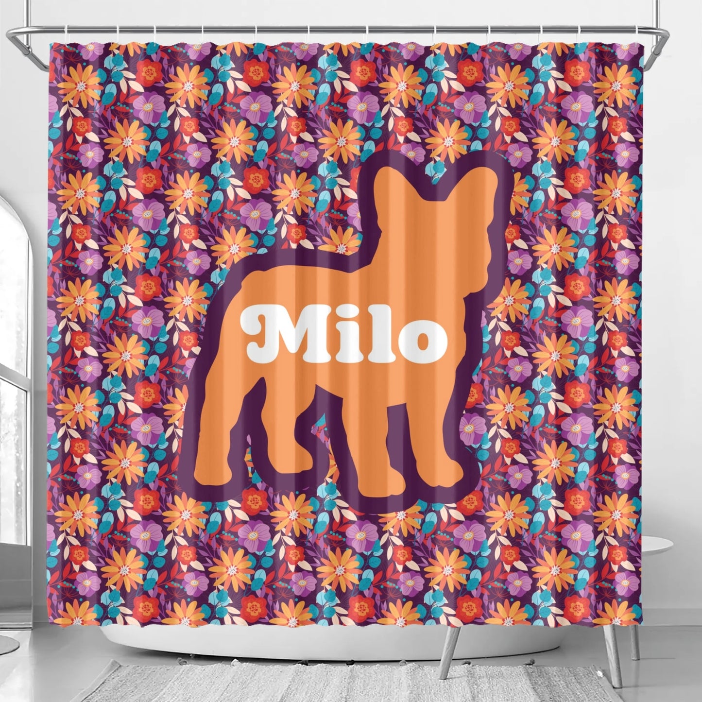 Personalized Shower Curtain with Frenchie’s Name