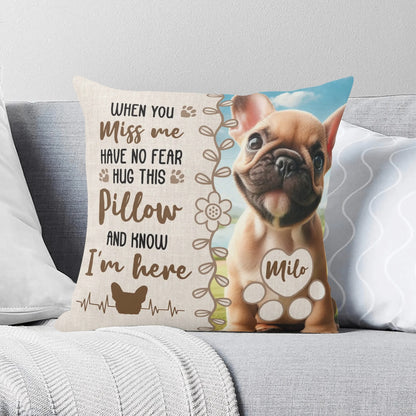 Frenchie name and image personalized pillow