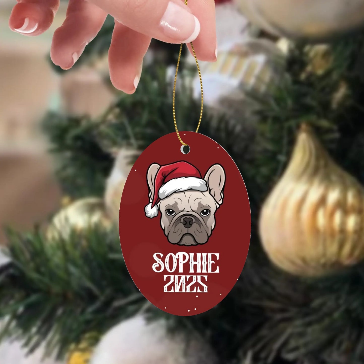 Personalized Ornaments for Frenchie Lovers with Your Frenchie’s Name