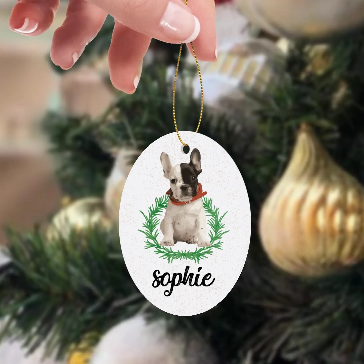 Personalized French Bulldog Ornaments Featuring Your Frenchie’s Image and Name