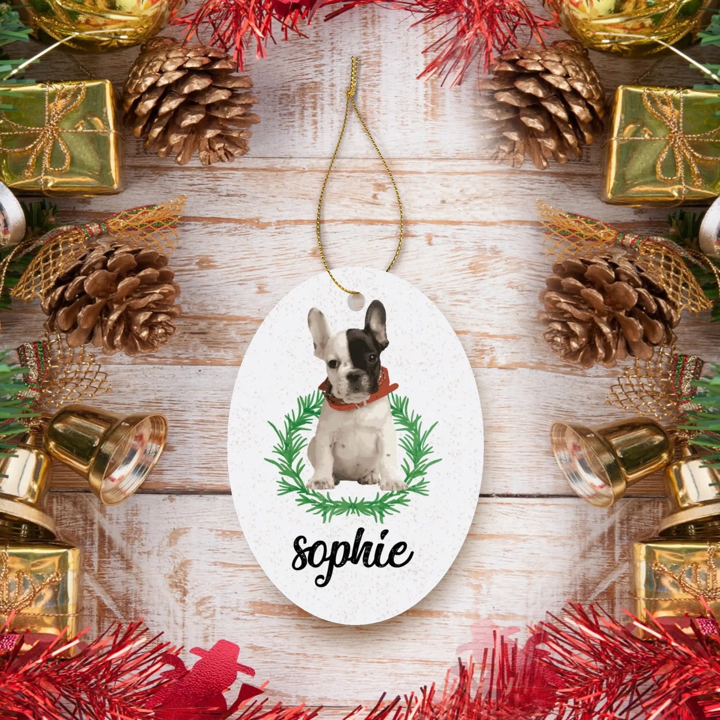 Personalized French Bulldog Ornaments Featuring Your Frenchie’s Image and Name