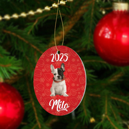 Personalized French Bulldog Ornaments Featuring Your Frenchie’s Image and Name