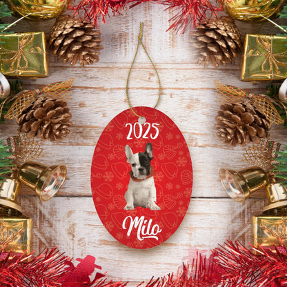 Personalized French Bulldog Ornaments Featuring Your Frenchie’s Image and Name