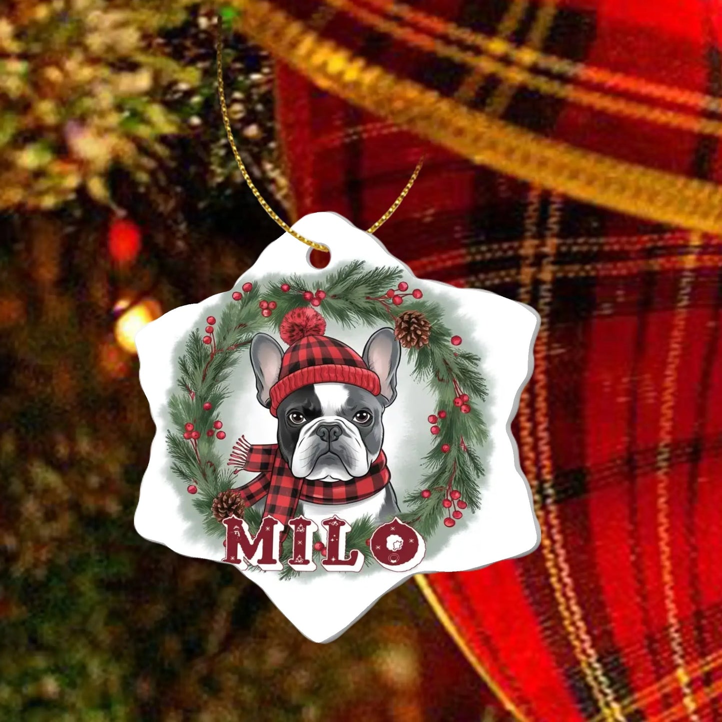 Personalized Ornaments for Frenchie Lovers with Your Frenchie’s Name