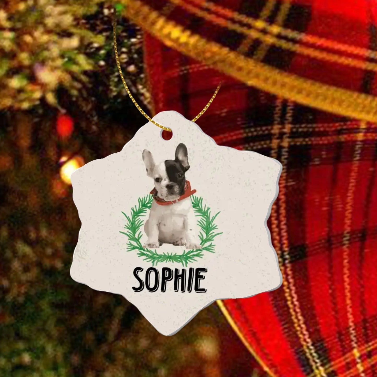 Personalized French Bulldog Ornaments Featuring Your Frenchie’s Image and Name