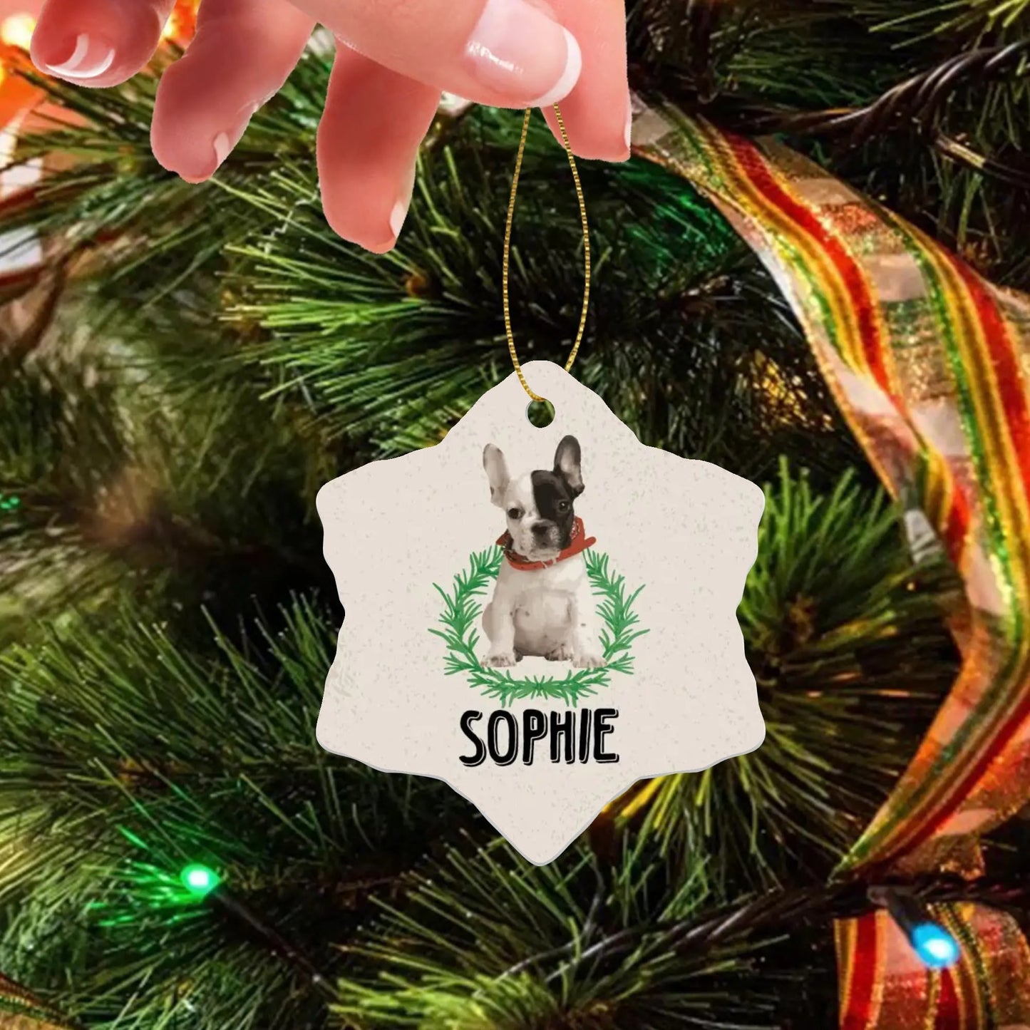 Personalized French Bulldog Ornaments Featuring Your Frenchie’s Image and Name