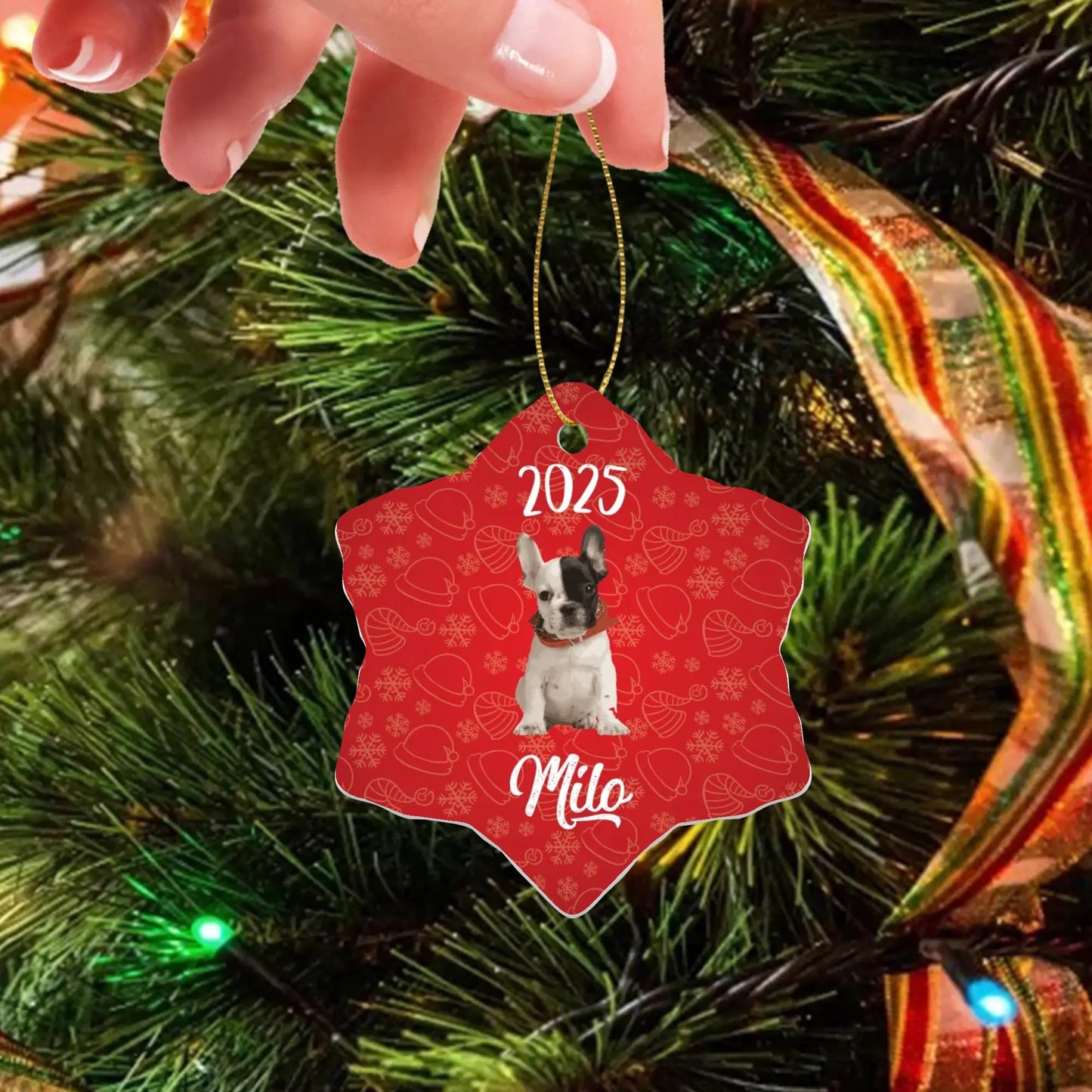 Personalized French Bulldog Ornaments Featuring Your Frenchie’s Image and Name