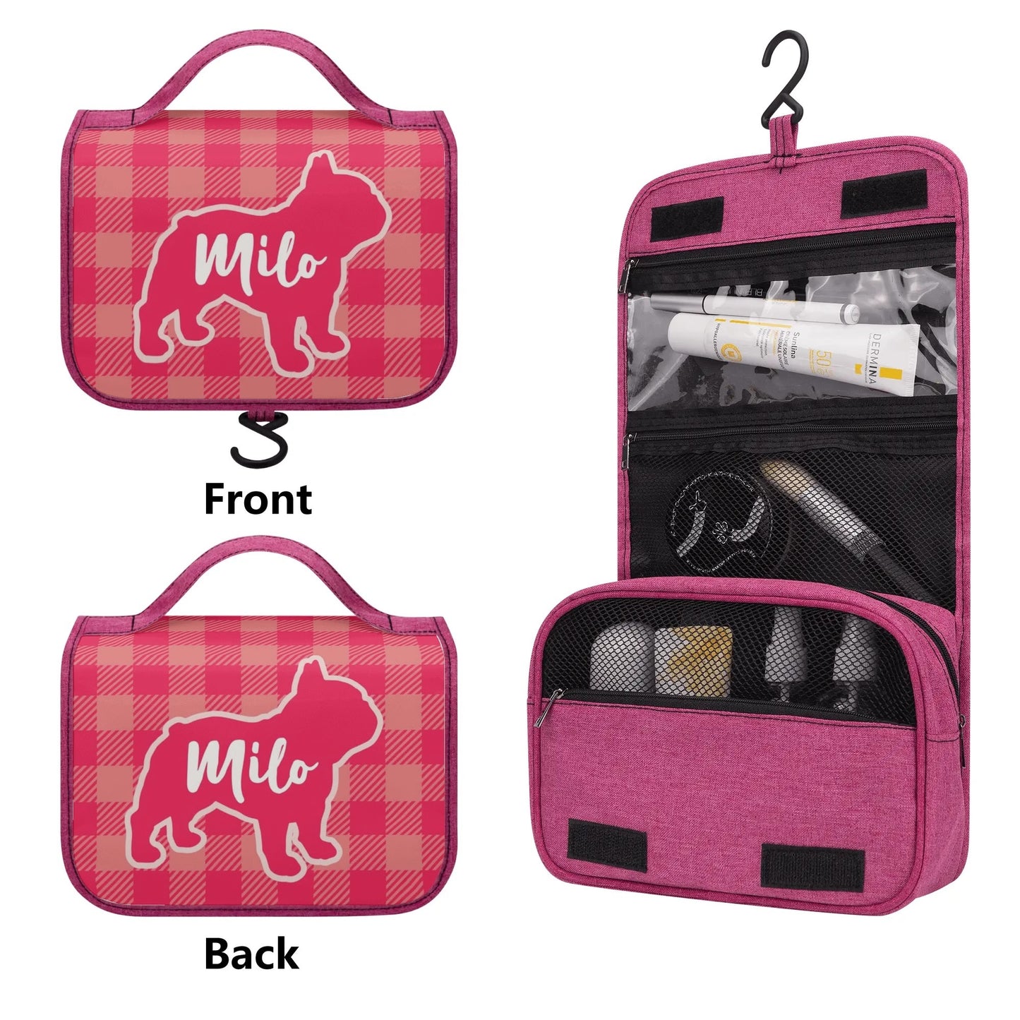 Personalized  Cosmetic Travel Bag with Your french Bulldog’s Name