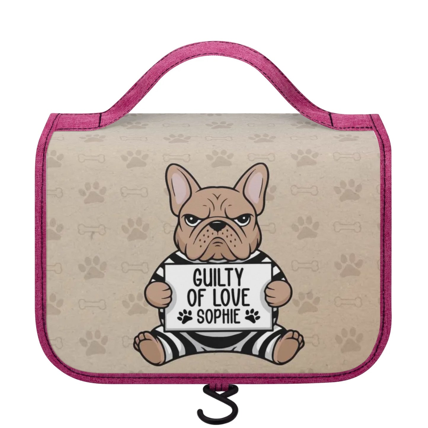 Personalized  Cosmetic Travel Bag with Your french  Bulldog’s Name