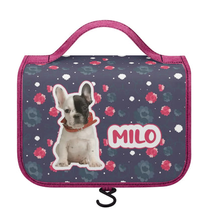 Personalized  Cosmetic Travel Bag with Your french  Bulldog’s Name and Image