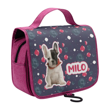 Personalized  Cosmetic Travel Bag with Your french  Bulldog’s Name and Image