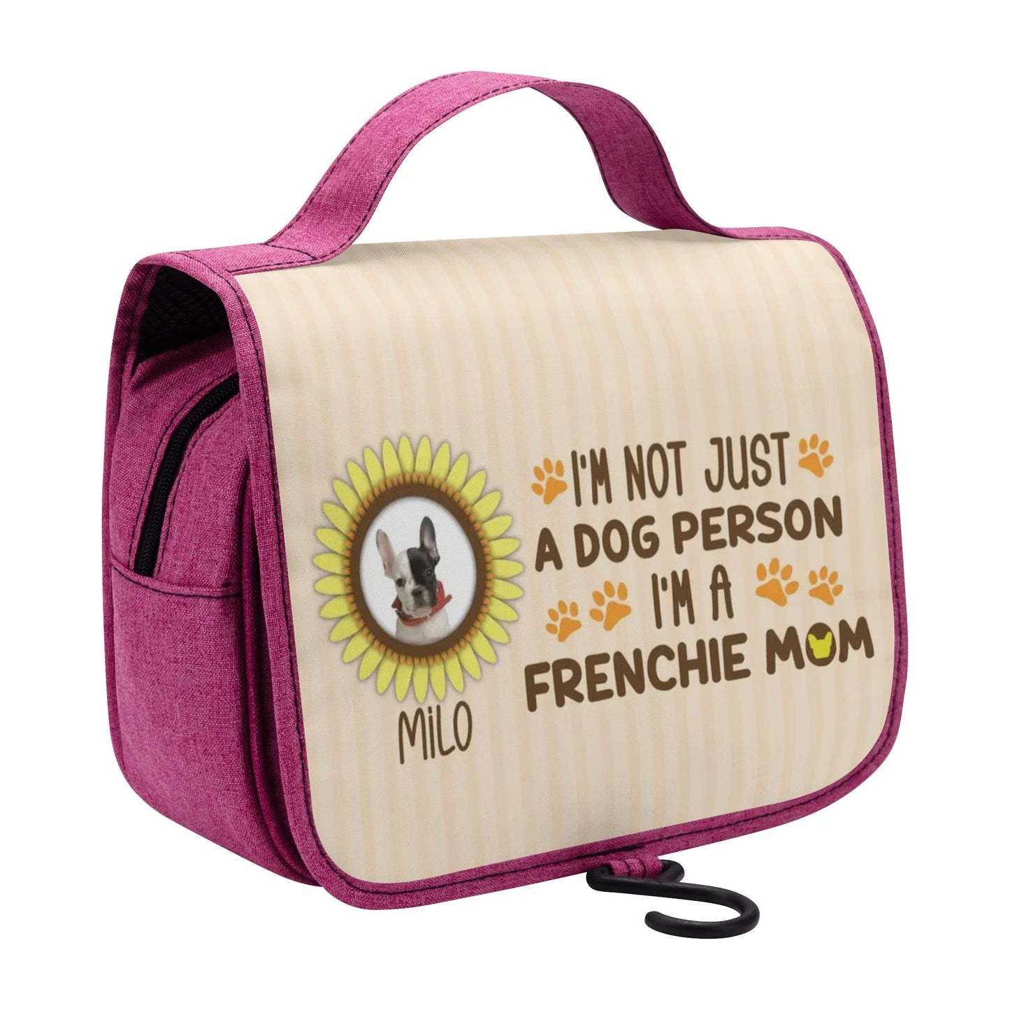 Personalized  Cosmetic Travel Bag with Your french  Bulldog’s Name and Image