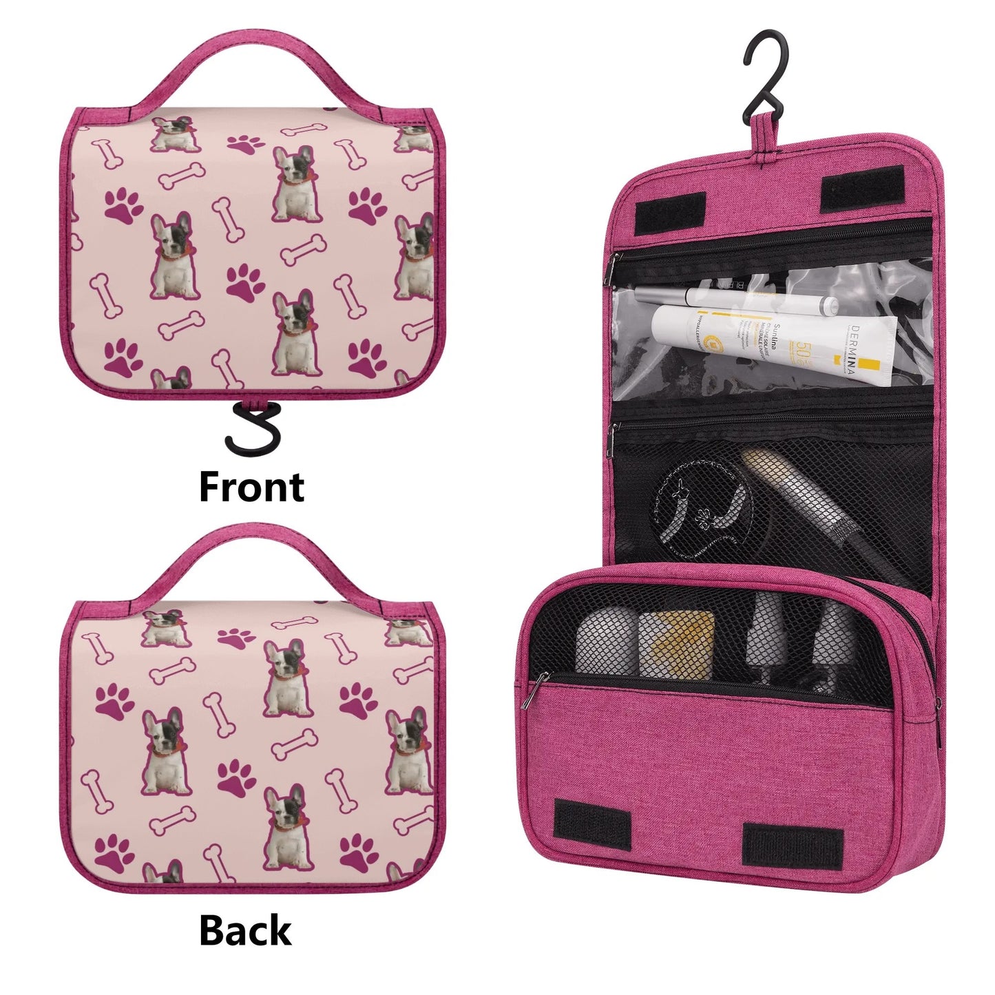 Personalized  Cosmetic Travel Bag with Your french  Bulldog’s Image