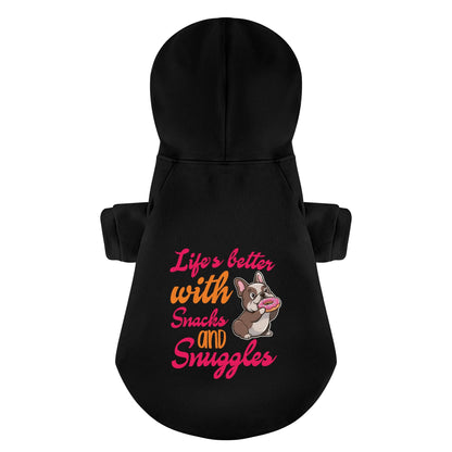 Life’s better with snacks and snuggles  - Personalized French Bulldog Hoodies with Funny Quotes – Stylish, Cozy, and Premium 100% Cotton