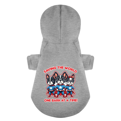 Saving the World, One Bark at a Time! - Personalized French Bulldog Hoodies with Funny Quotes – Stylish, Cozy, and Premium 100% Cotton