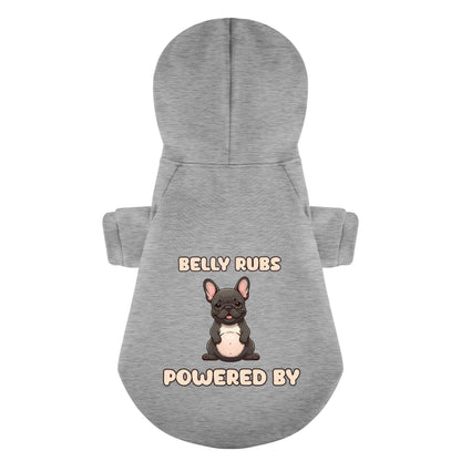 Powered by belly rubs - Personalized French Bulldog Hoodies with Funny Quotes – Stylish, Cozy, and Premium 100% Cotton