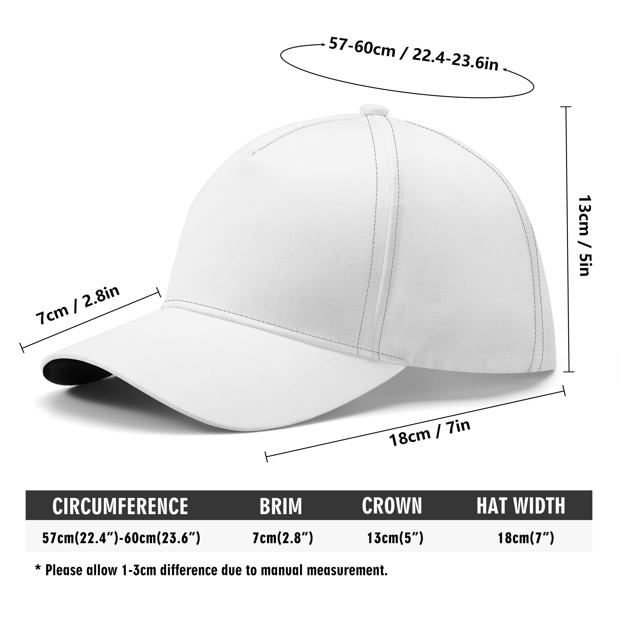 Baseball cap best sale sizes measurements