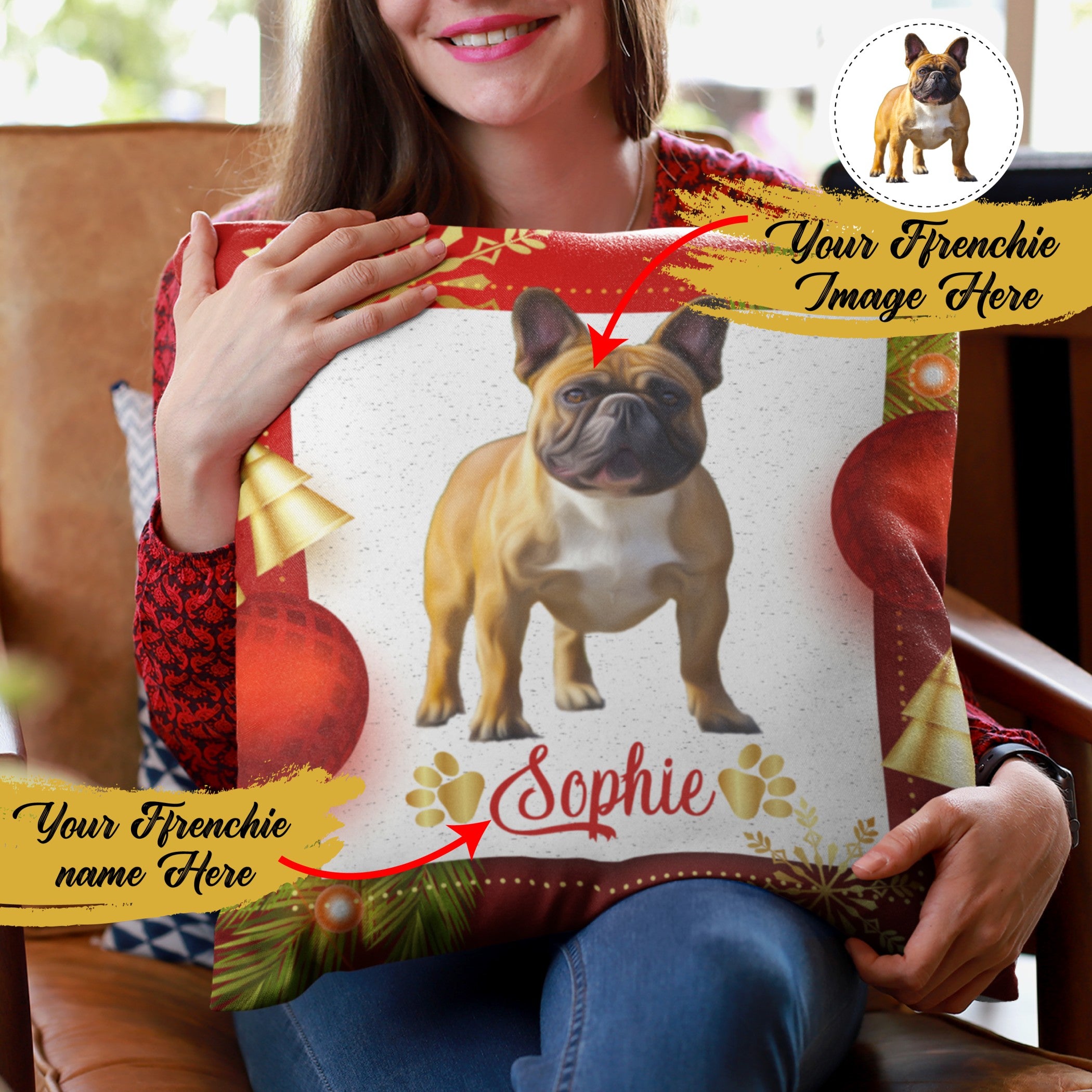 French bulldog christmas outlet pillow