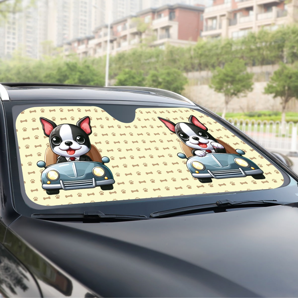 Finn  - Windshield Sunshade for Boston Terrier lovers