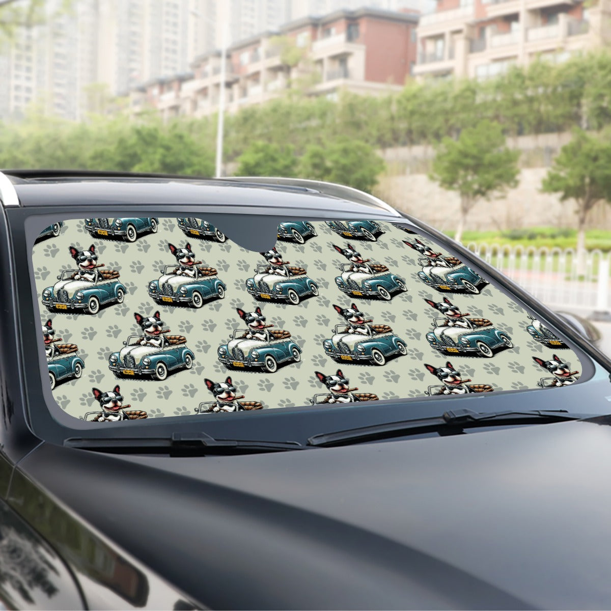 Cleo - Windshield Sunshade for Boston Terrier lovers