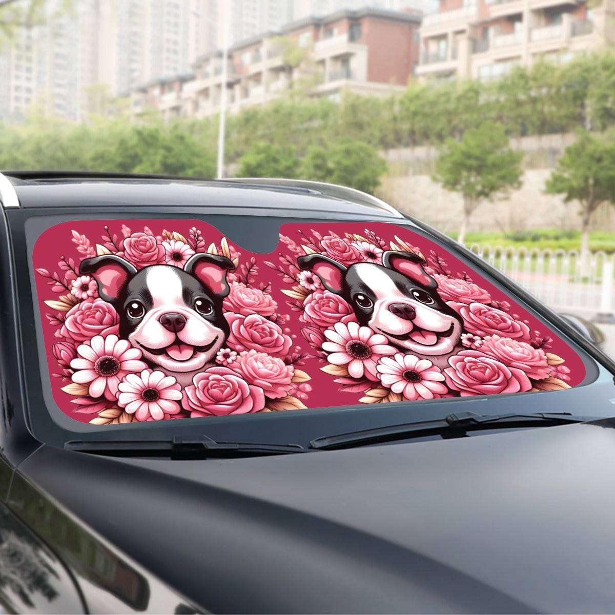 Birdie - Windshield Sunshade for Boston Terrier lovers