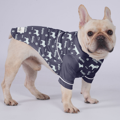 Personalized French Bulldog Pajamas with Your Frenchie's Name as a Pattern