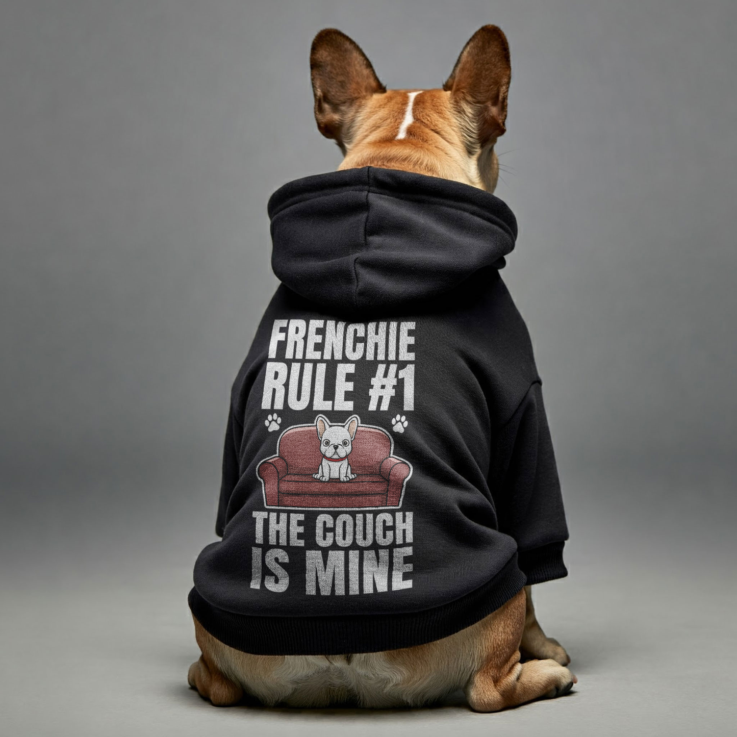 Frenchie rule #1: The couch is mine  -  Personalized French Bulldog Hoodies with Funny Quotes – Stylish, Cozy, and Premium 100% Cotton