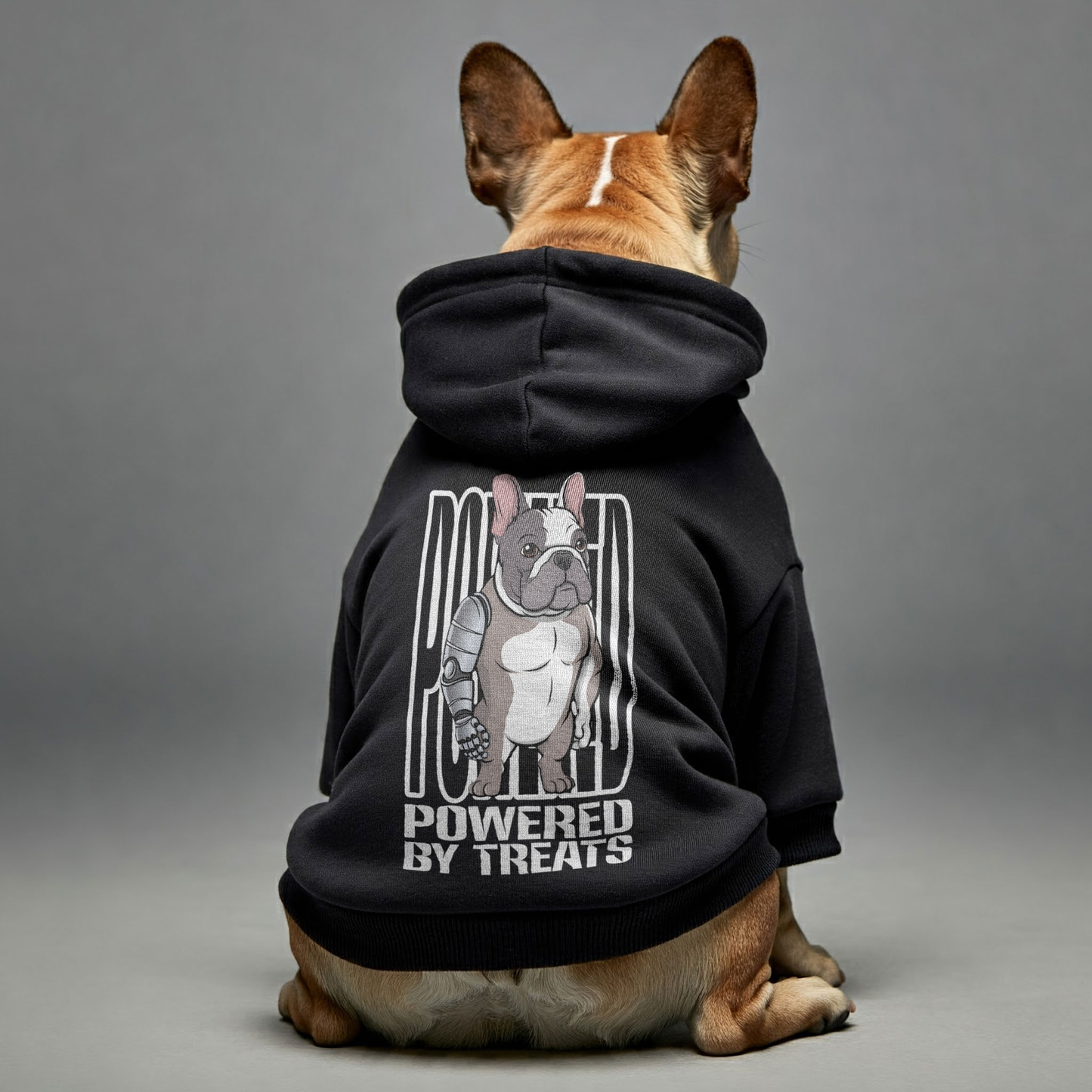 Powered by Treats - Personalized French Bulldog Hoodies with Funny Quotes – Stylish, Cozy, and Premium 100% Cotton