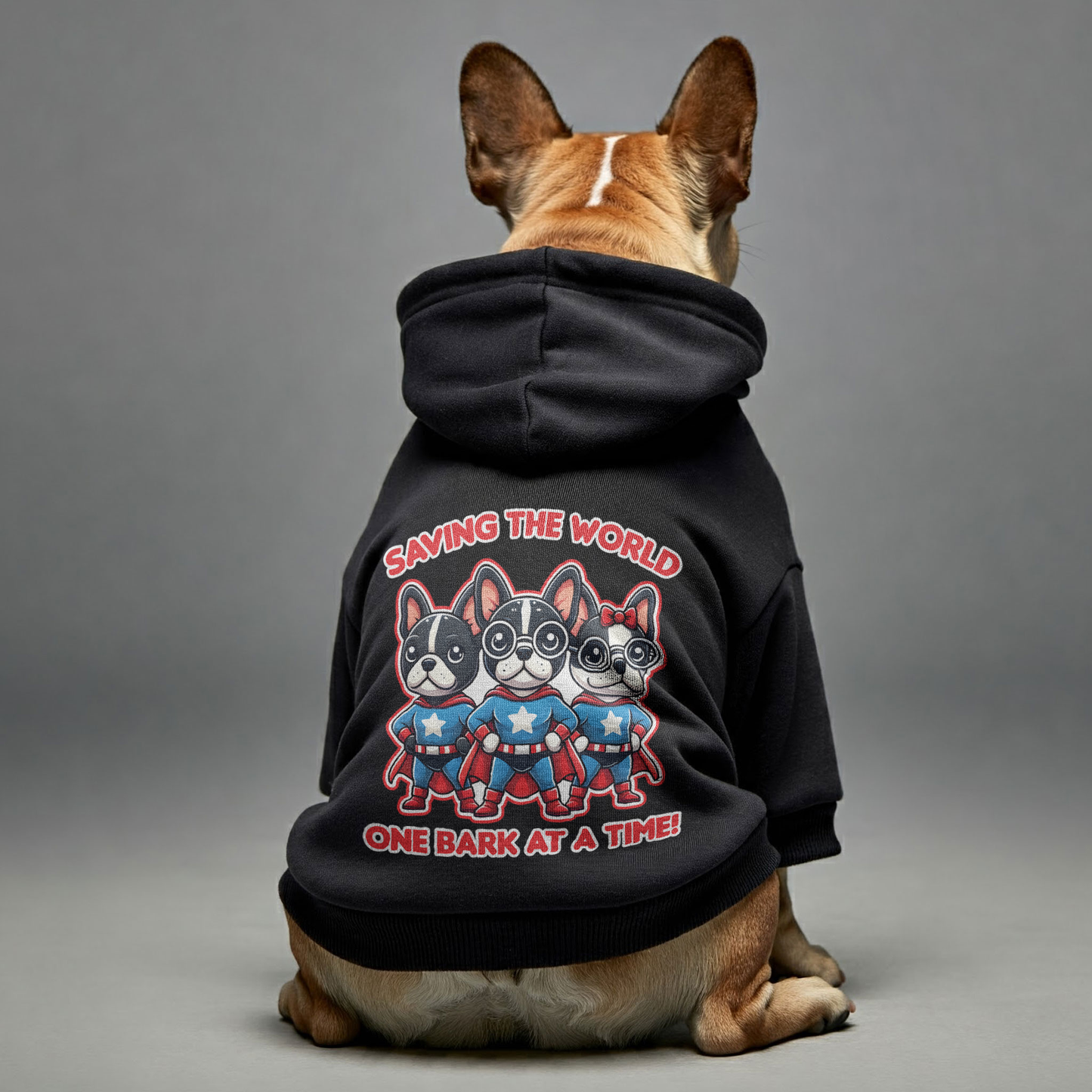 Saving the World, One Bark at a Time! - Personalized French Bulldog Hoodies with Funny Quotes – Stylish, Cozy, and Premium 100% Cotton