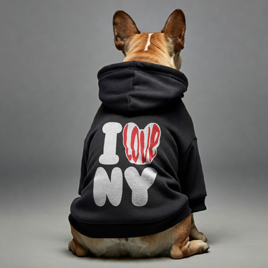 I LOVE NY - Personalized French Bulldog Hoodies with Funny Quotes – Stylish, Cozy, and Premium 100% Cotton