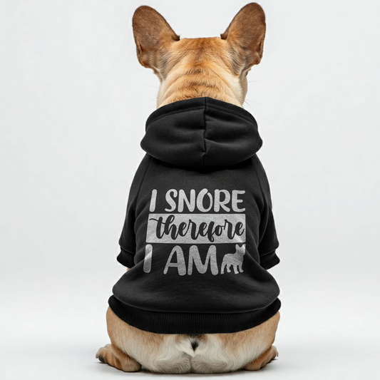 I snore, therefore I am - Personalized French Bulldog Hoodies with Funny Quotes – Stylish, Cozy, and Premium 100% Cotton