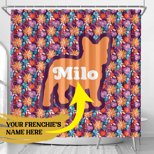 Personalized Shower Curtain with Frenchie’s Name