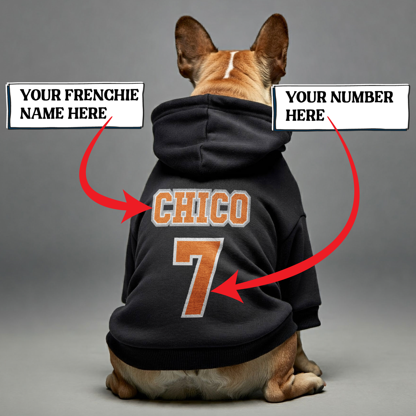 Personalized French Bulldog Hoodies with Custom Name and Number – Stylish, Cozy, and Premium 100% Cotton