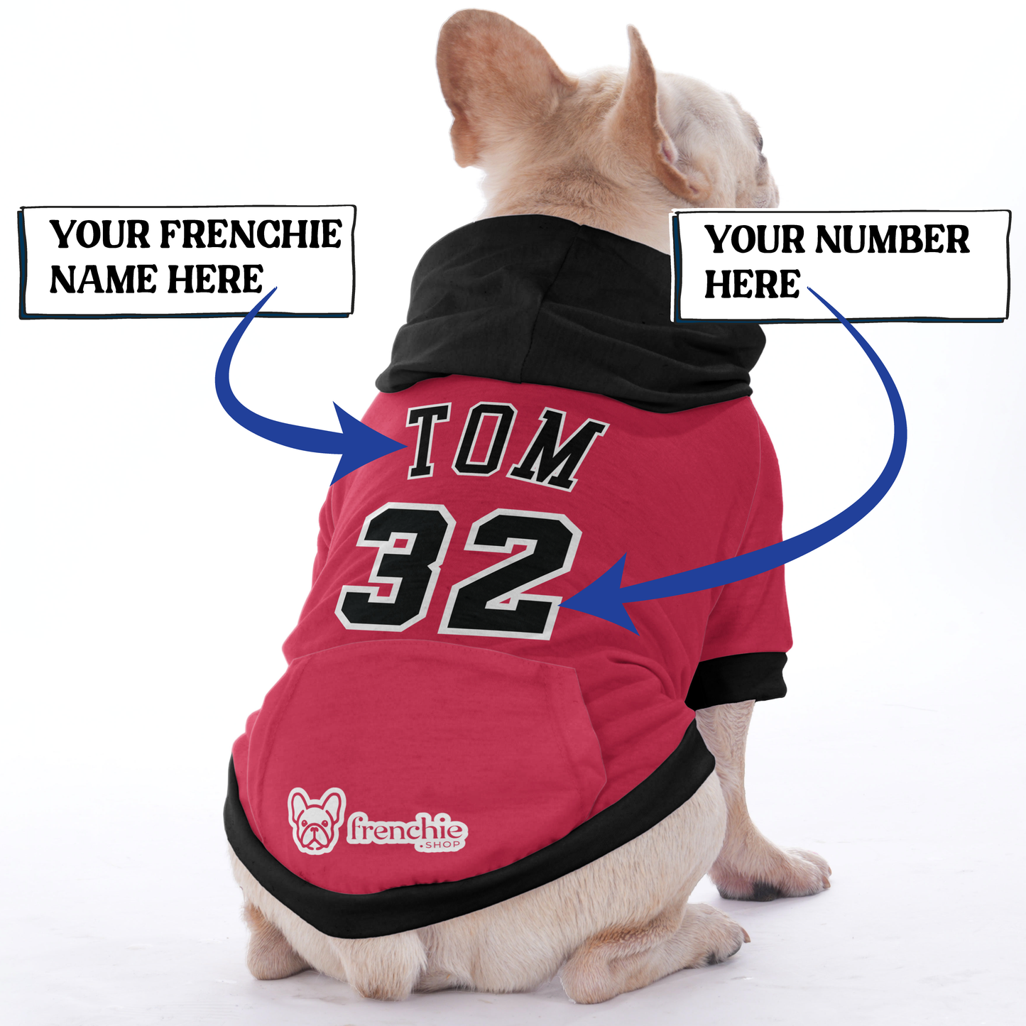 Customizable French Bulldog Hoodies with Your Pet’s Name & Number | Frenchie Shop Original