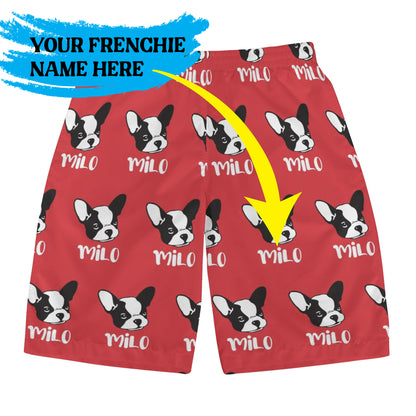 Custom Mens All Over Print Shorts with French Bulldog Name