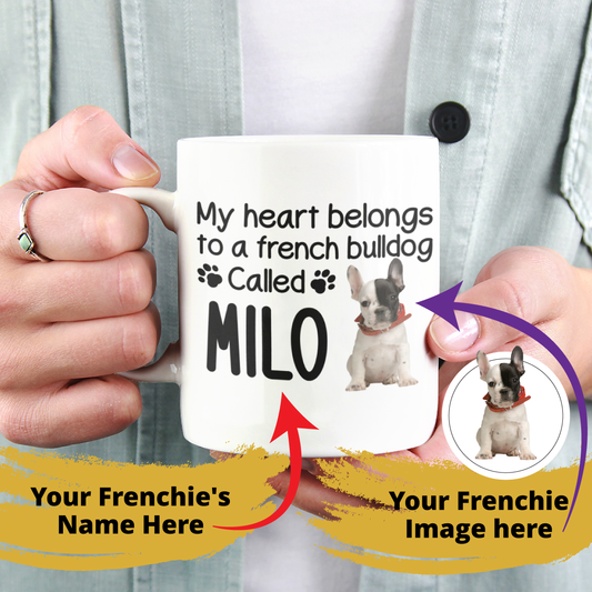 Personalized Ceramic Mug with Custom Frenchie Name and Image