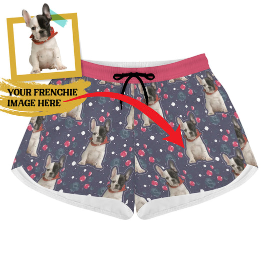 Custom Women's Beach Shorts  with French Bulldog Image