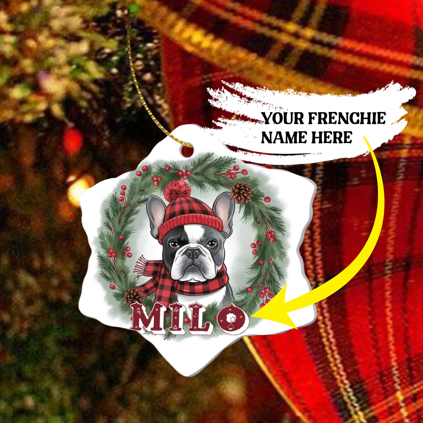 Personalized Ornaments for Frenchie Lovers with Your Frenchie’s Name