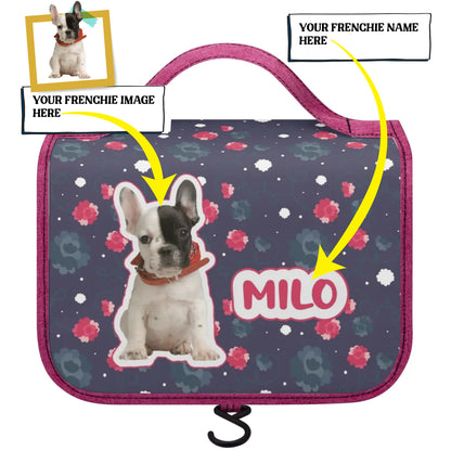 Personalized  Cosmetic Travel Bag with Your french  Bulldog’s Name and Image