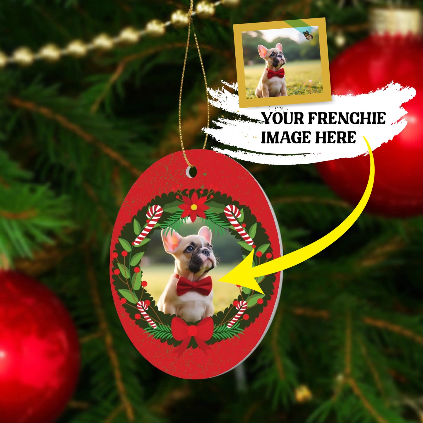 Personalized Ornaments for Frenchie Lovers with Your Frenchie’s Image