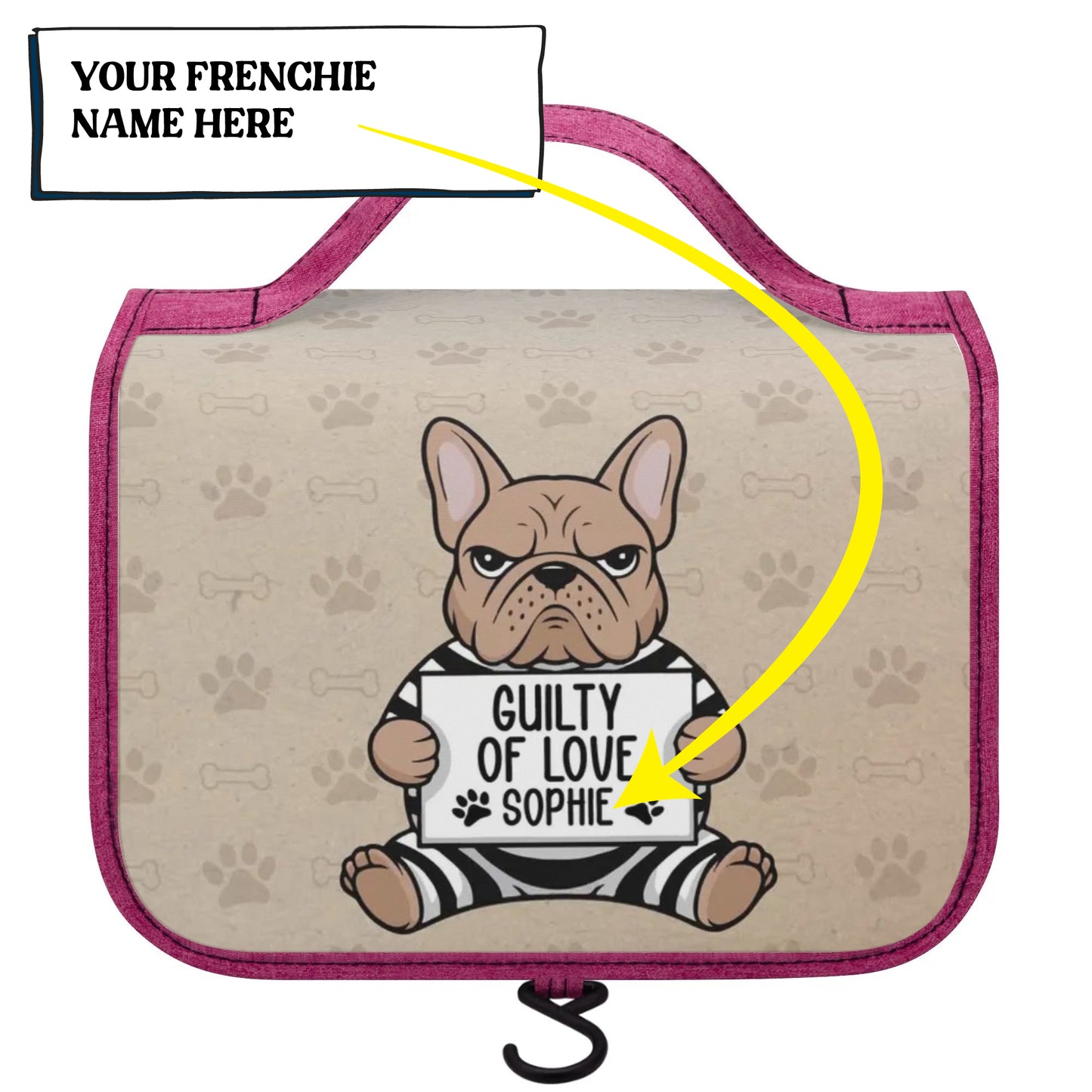 Personalized  Cosmetic Travel Bag with Your french  Bulldog’s Name