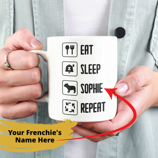 Personalized Ceramic Mug with Custom Frenchie Name