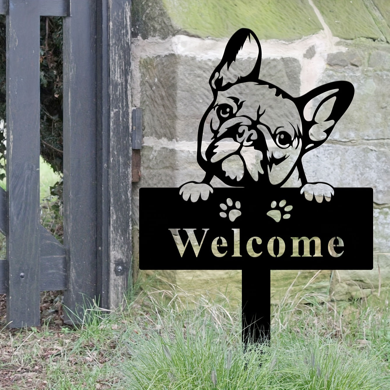 French-Bulldog-Welcome-Metal-Sign-www.frenchie.shop