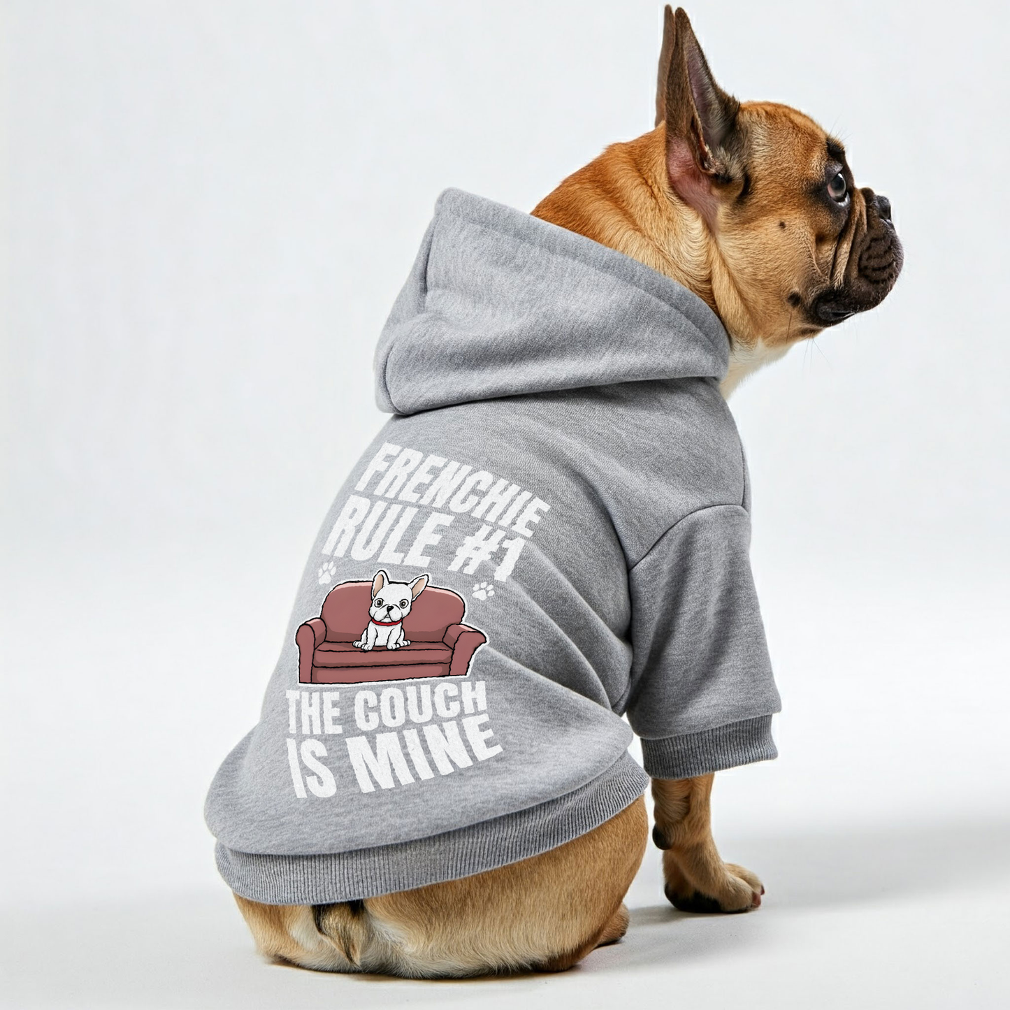 Frenchie rule #1: The couch is mine  -  Personalized French Bulldog Hoodies with Funny Quotes – Stylish, Cozy, and Premium 100% Cotton