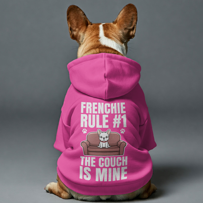 Frenchie rule #1: The couch is mine  -  Personalized French Bulldog Hoodies with Funny Quotes – Stylish, Cozy, and Premium 100% Cotton