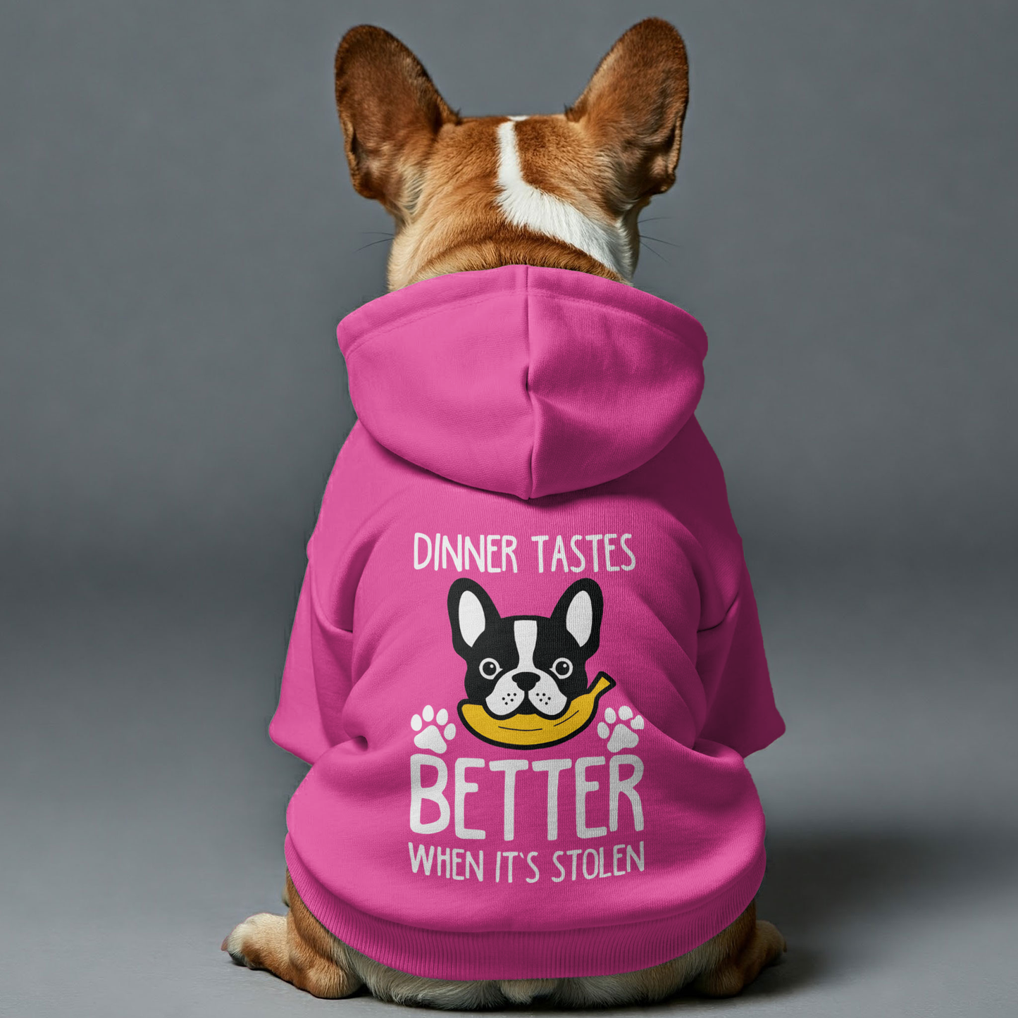 Dinner tastes better when it’s stolen  - Personalized French Bulldog Hoodies with Funny Quotes – Stylish, Cozy, and Premium 100% Cotton