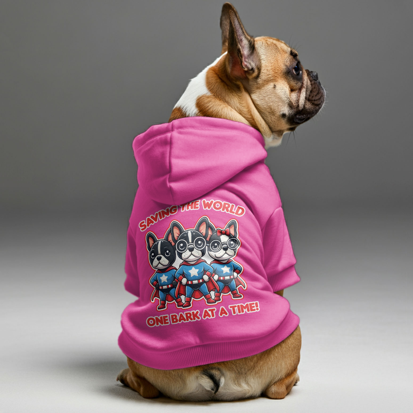 Saving the World, One Bark at a Time! - Personalized French Bulldog Hoodies with Funny Quotes – Stylish, Cozy, and Premium 100% Cotton