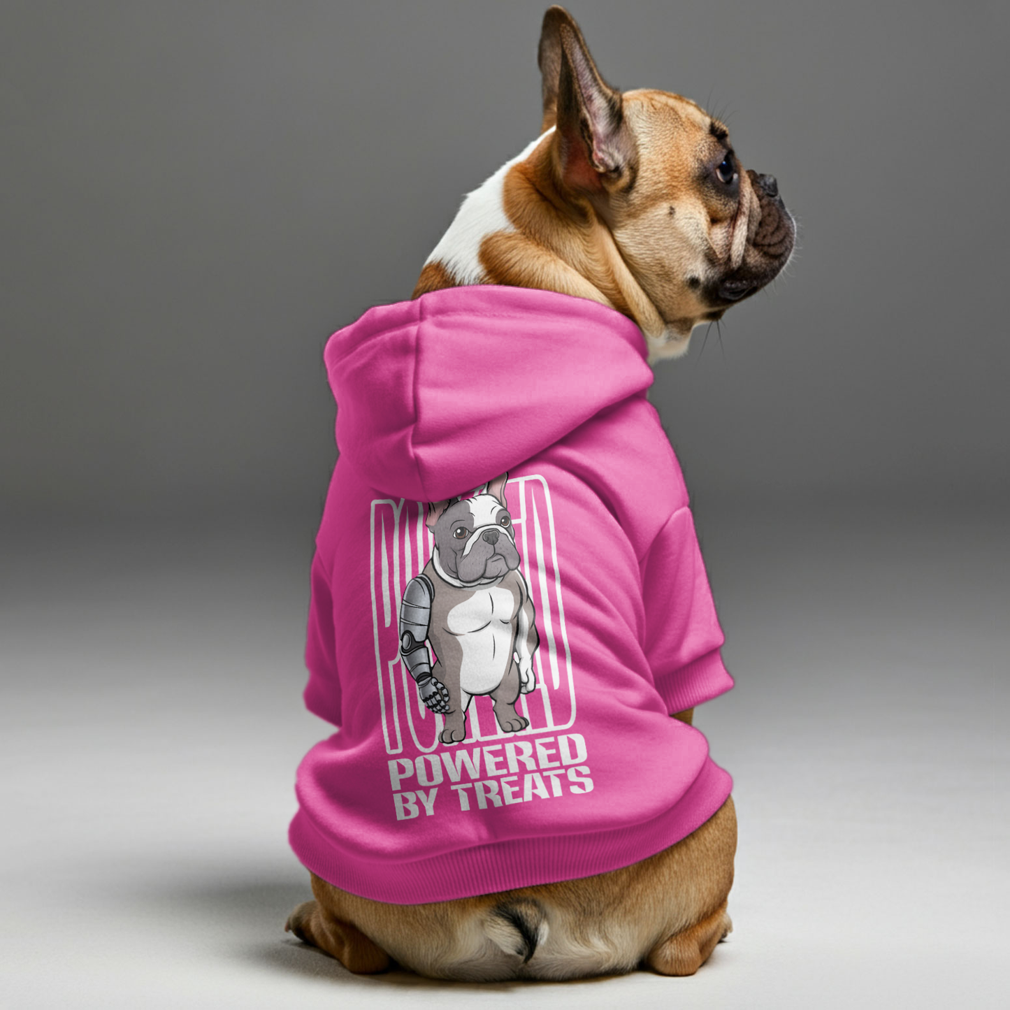 Powered by Treats - Personalized French Bulldog Hoodies with Funny Quotes – Stylish, Cozy, and Premium 100% Cotton