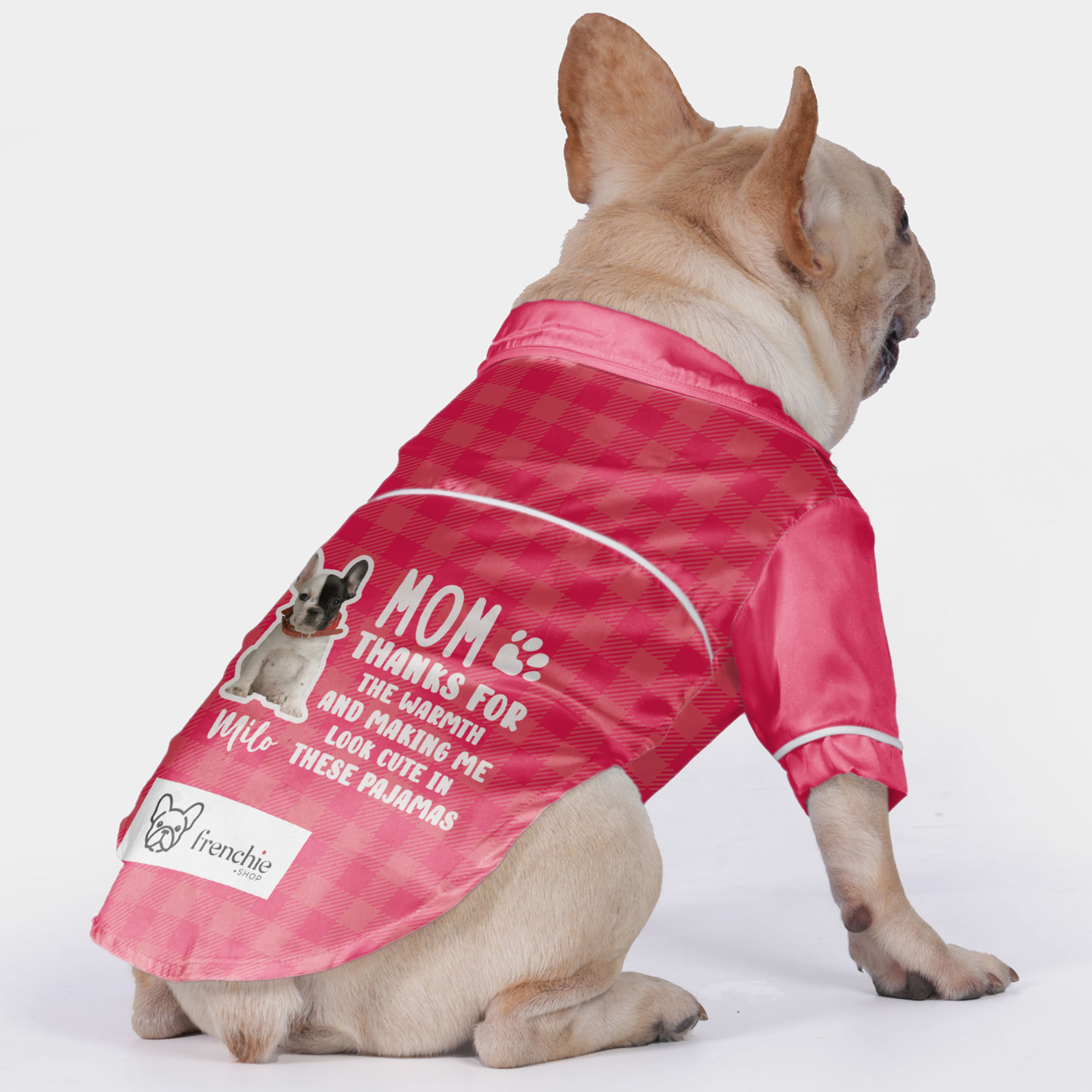 Custom French Bulldog Pajamas Featuring Your Dog's Name and Image